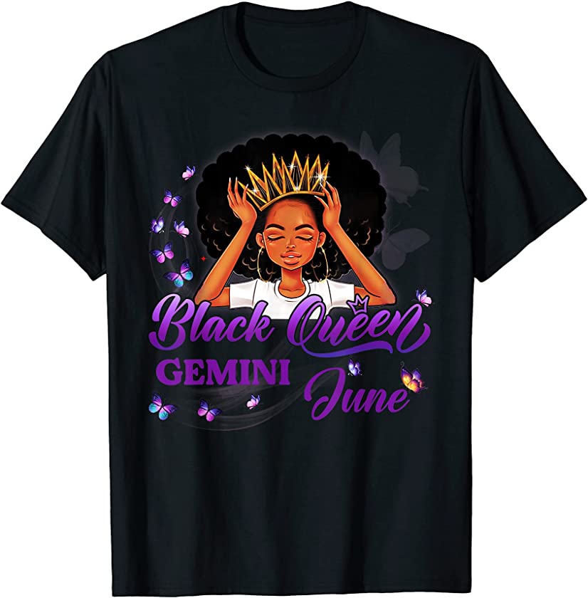 Birthday Black Queen Gemini June Womens Juneteenth T-Shirt