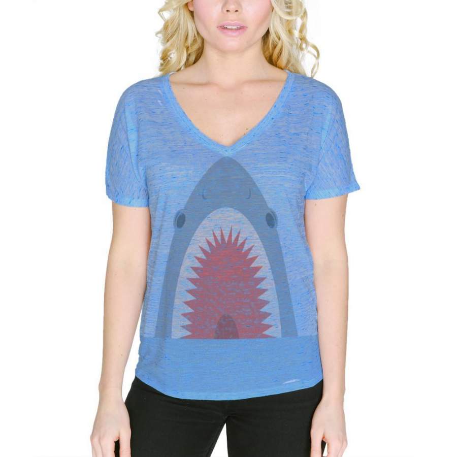 Cute Shark Attack Women’s Slouchy V-Neck T Shirt