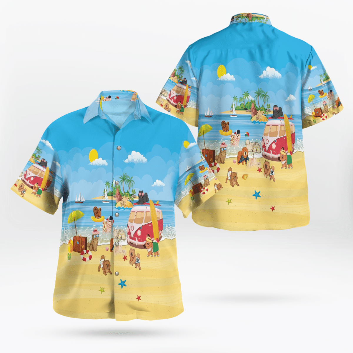 Chow At The Beach Print Short Sleeve Hawaii Shirt Ha67921