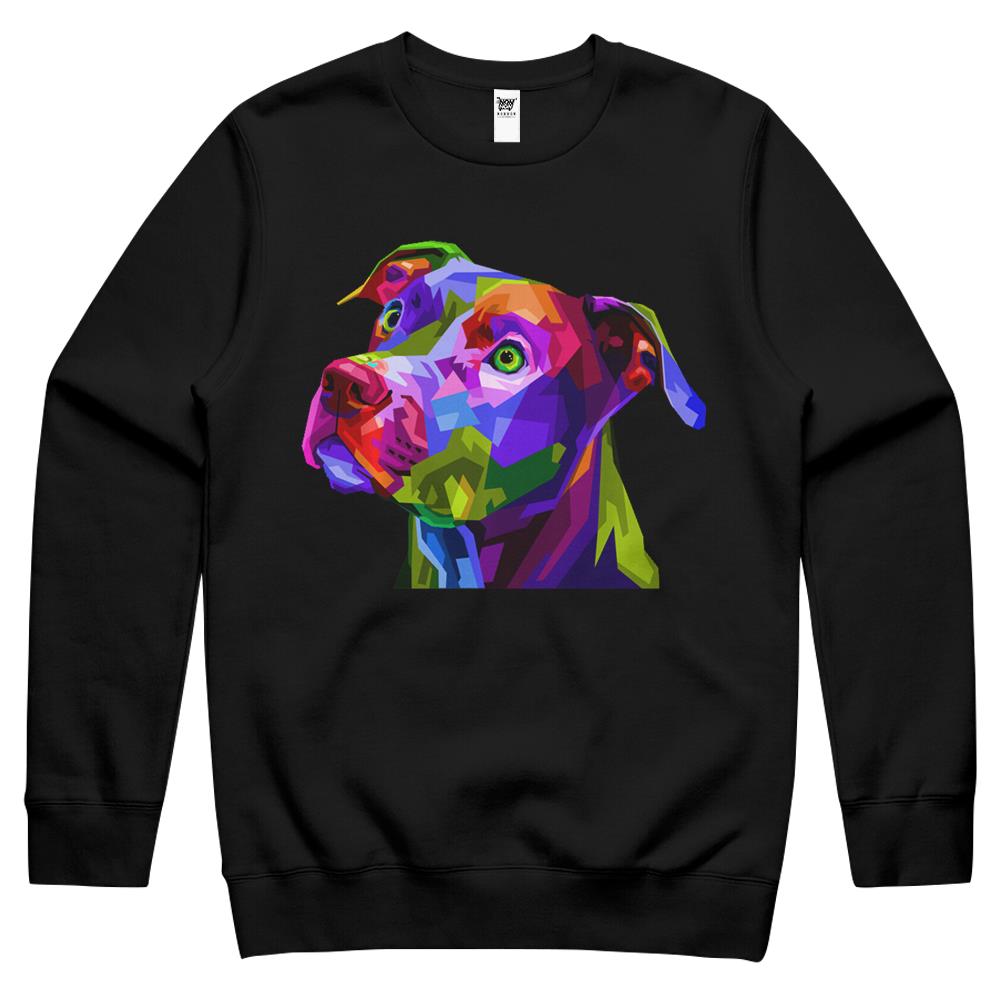 American Pitbull Terrier Pop Art Portrait For Dog Owners Crewneck Sweatshirt