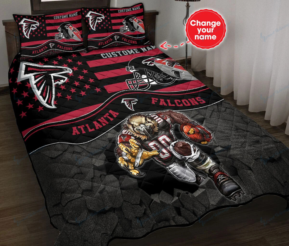 Atlanta Falcons Personalized Quilt Set Bg02