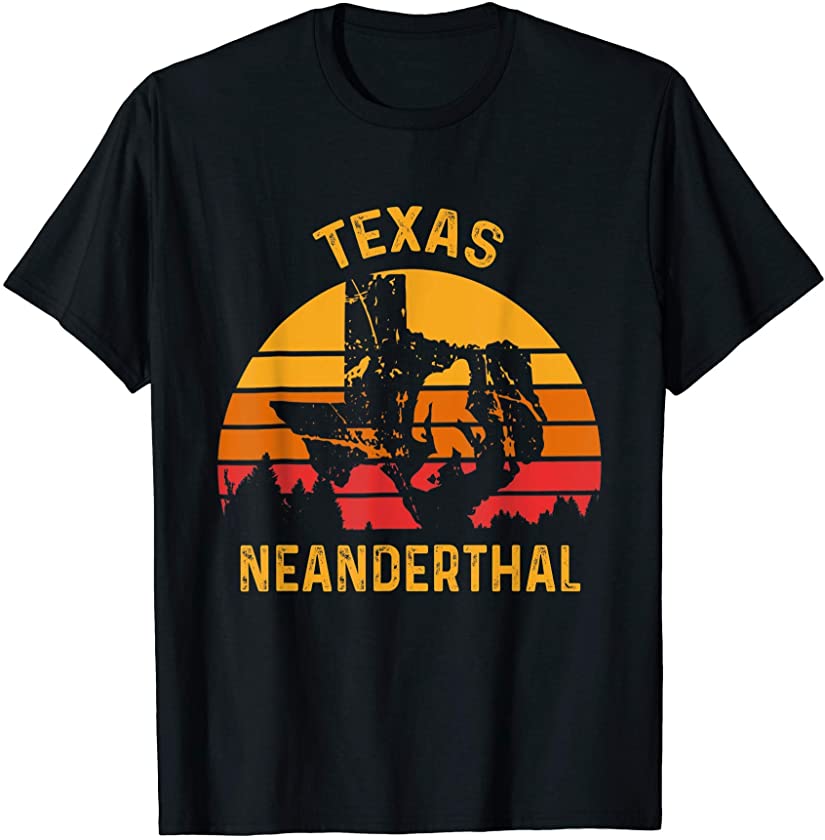 Proud Texas Neanderthal Sunset Vintage Animal Illustration T-Shirt