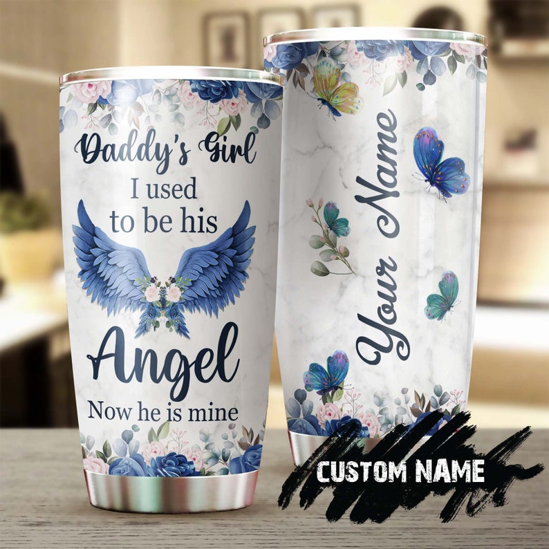 Daddy’S Girl Memorial Dad Gift Daughter Butterfly Personalized Tumbler-Memorial Gift Christmas Gift For Butterfly Lover For Her