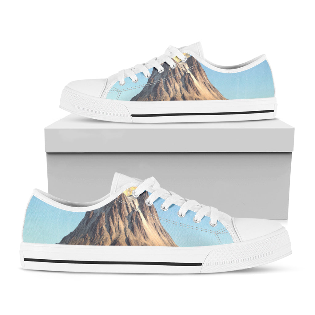 Volcanic Mountain Print White Low Top Shoes