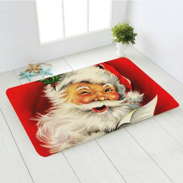 Christmas Funny Doormat, Cute Santa Face 3D Mat, Housewarming Gift