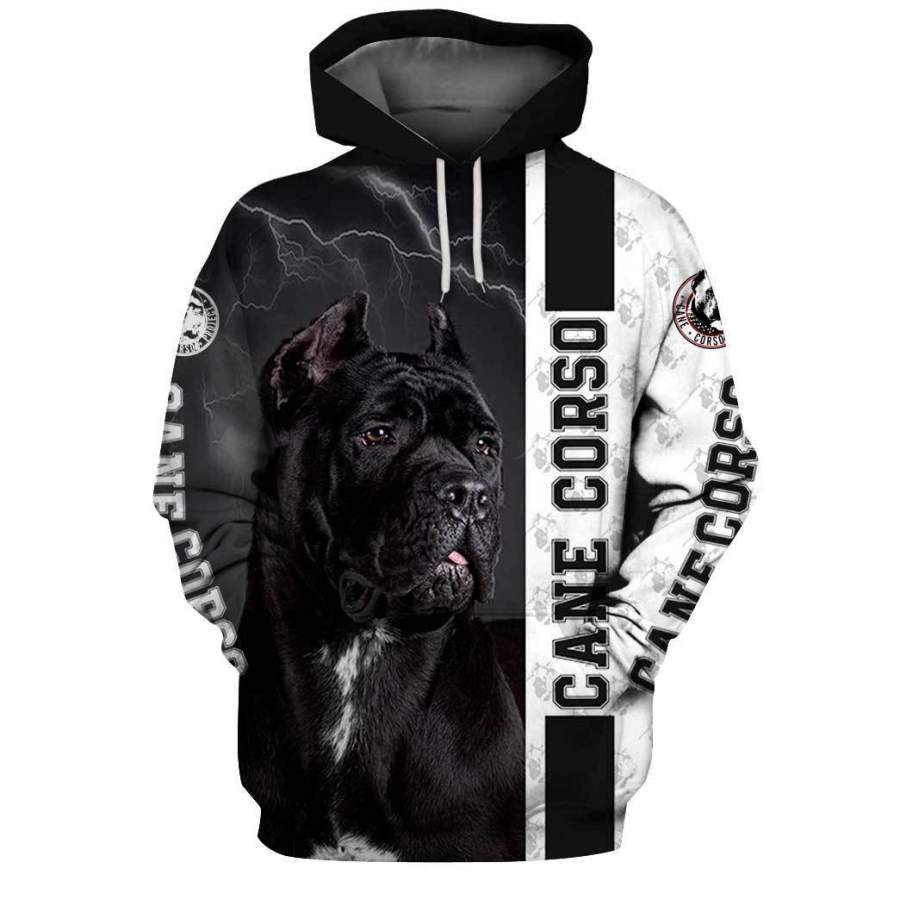 CANE CORSO BLACK LIGHTNING 3D HOODIE Full Printing