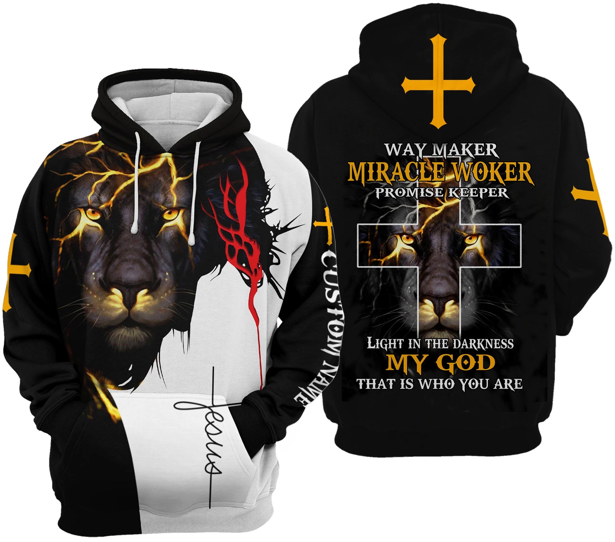 Way Maker Miracle Woker Jesus Lion 3D All Over Print Personalized Hoodie