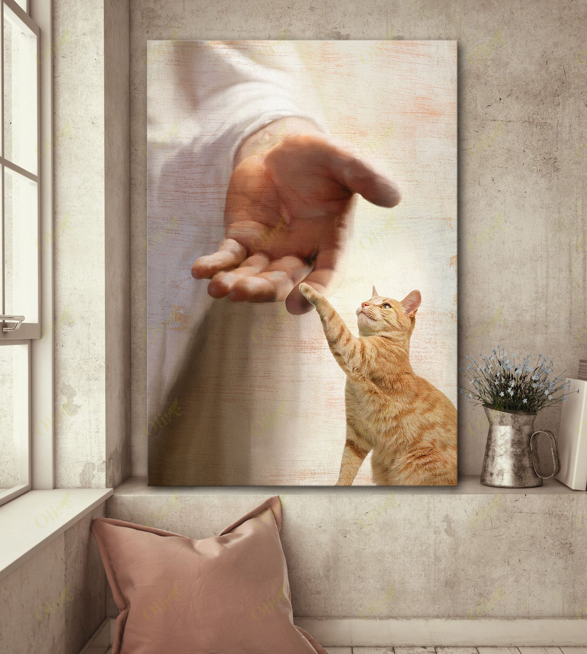 Yellow Cat – Take My Hand Canvas Wall Art Home Decor