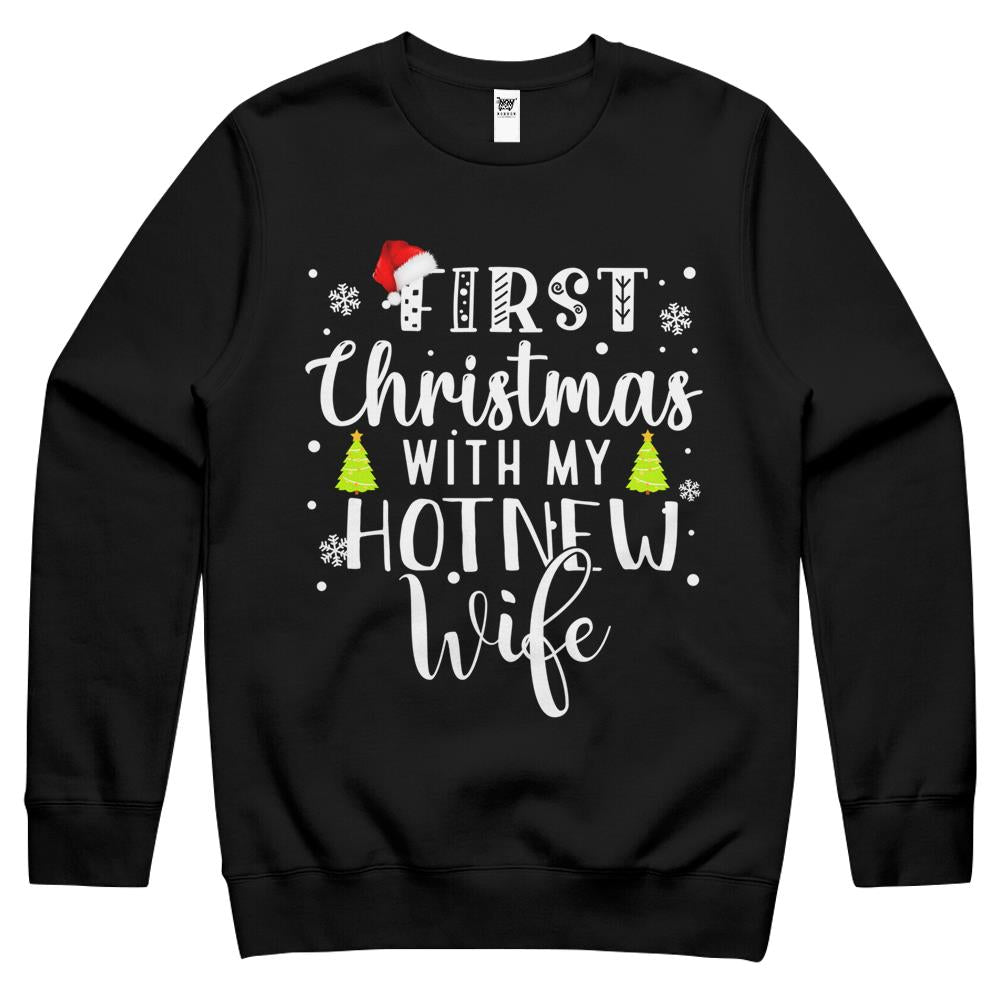 First Christmas With My Hot New Wife Christmas Couple Crewneck Sweatshirt