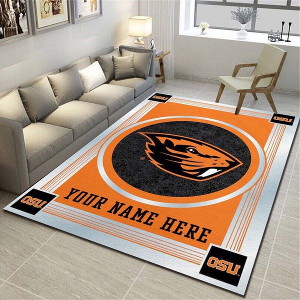 Oregon State Beavers Personalized Rug, Team Living Room Carpet, Customized Floor Mat