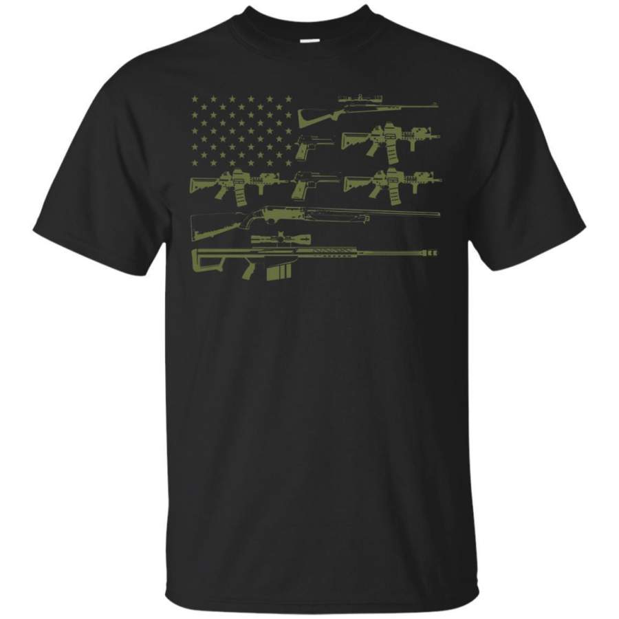 AGR American Flag Gun T-Shirt, July 4th Independence Day zGalaxy Fashion T-Shirt