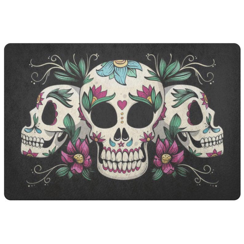 Sugar Skull Floral Skeleton Halloween Doormat Indoor And Outdoor Mat Entrance Rug Funny Home Decor Closing Gift Gift For Friend Idea