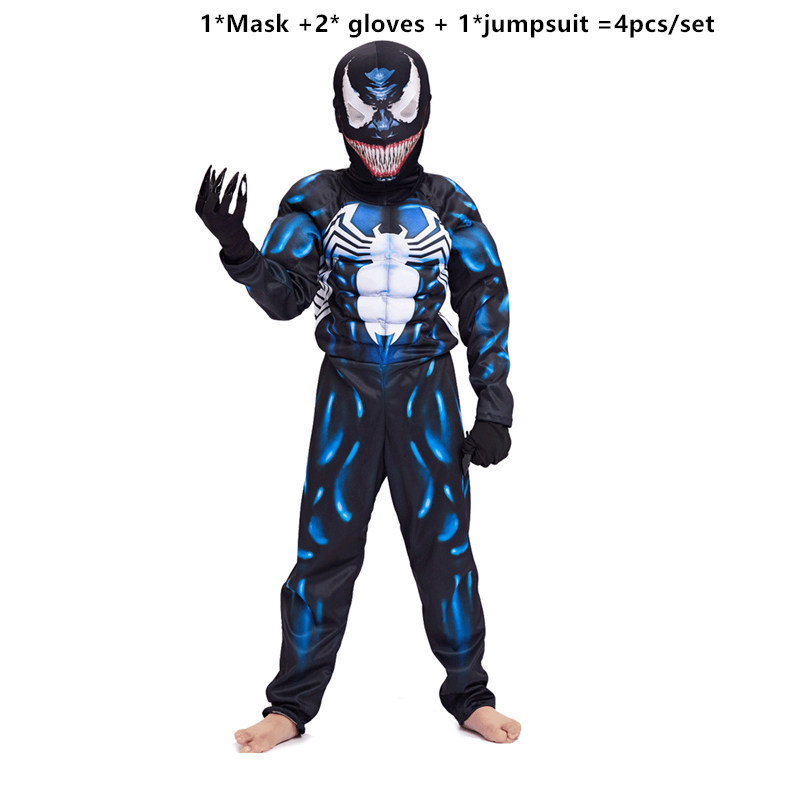 Venom Costumes Kids Costume Horror Halloween Costume For Kids Disfraz Scary Venom Muscle Suit Child Carnival Masquerade Dress alx