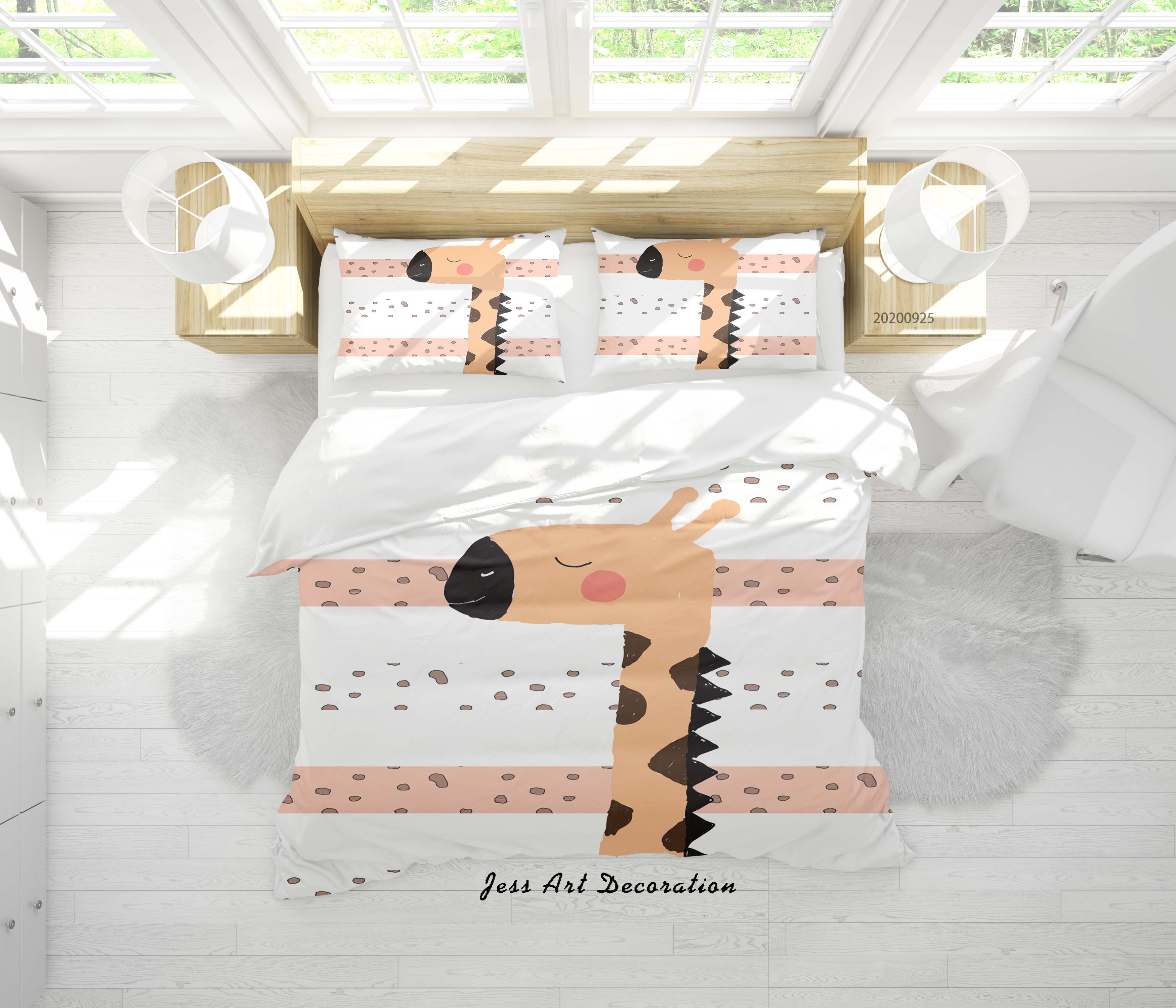 3D Cartoon Animal Giraffe Pattern Quilt Cover Set Bedding Set Duvet Cover Pillowcases Wj 6491