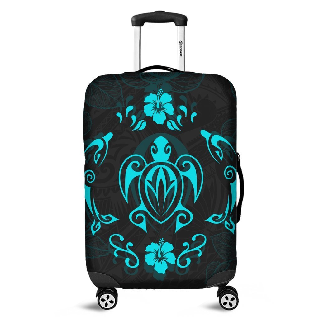 Hawaiian Map Turtle Dolphin With Plumeria Luggage Covers