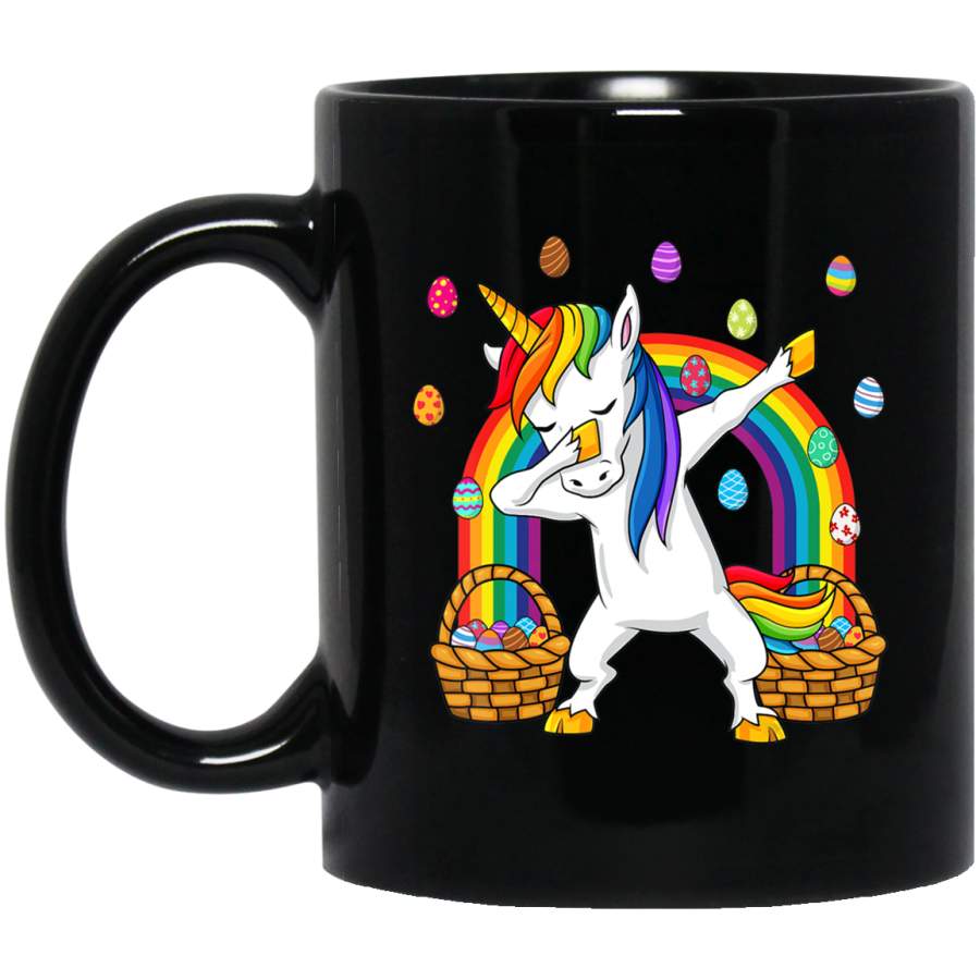 Dabbing Unicorn Easter Day Eggs Dab Girls Kids 11oz 15oz Black Mug Happy Easter Day Funny Colors Eggs Bunny Ears Peeps Cute