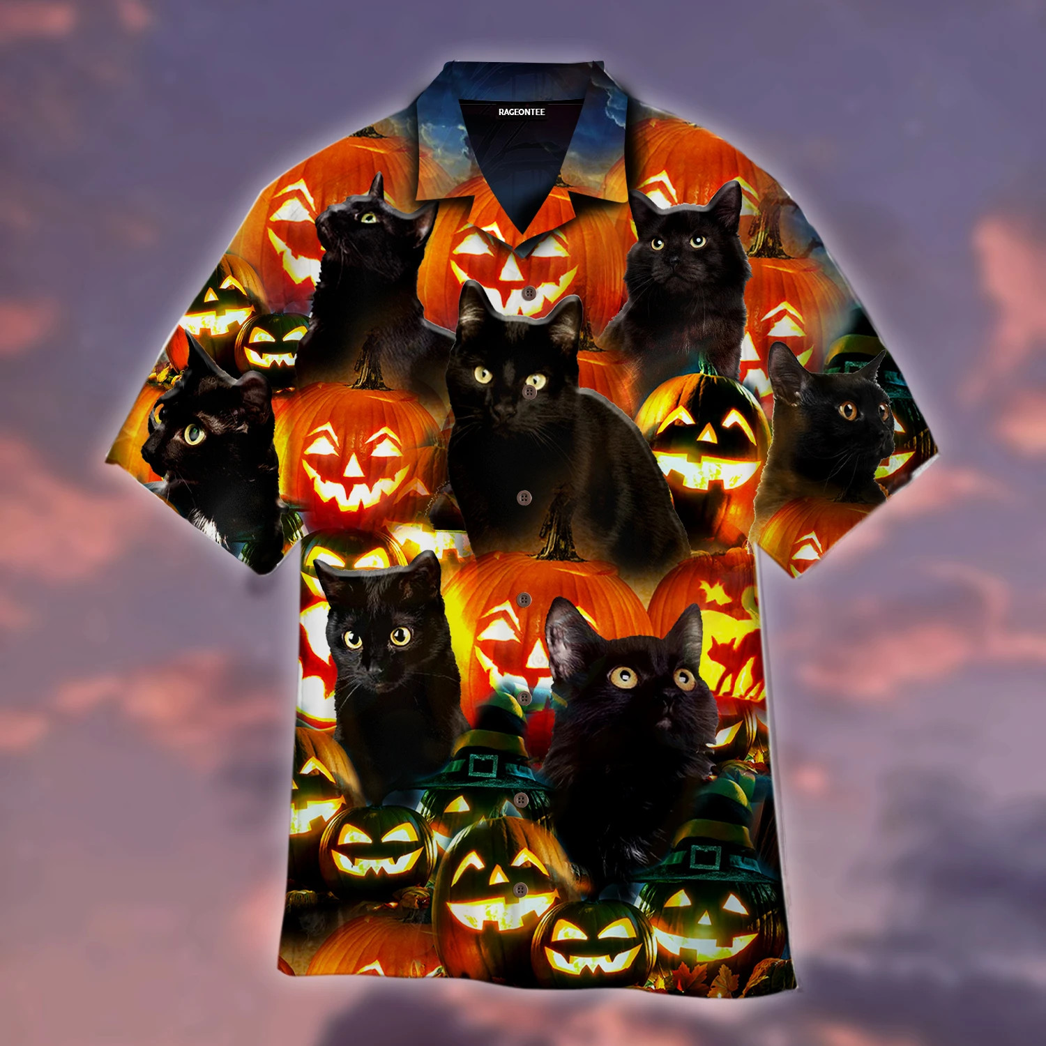 Halloween Pumkin Black Cats Hawaii Shirt Unisex Adult Ha38359