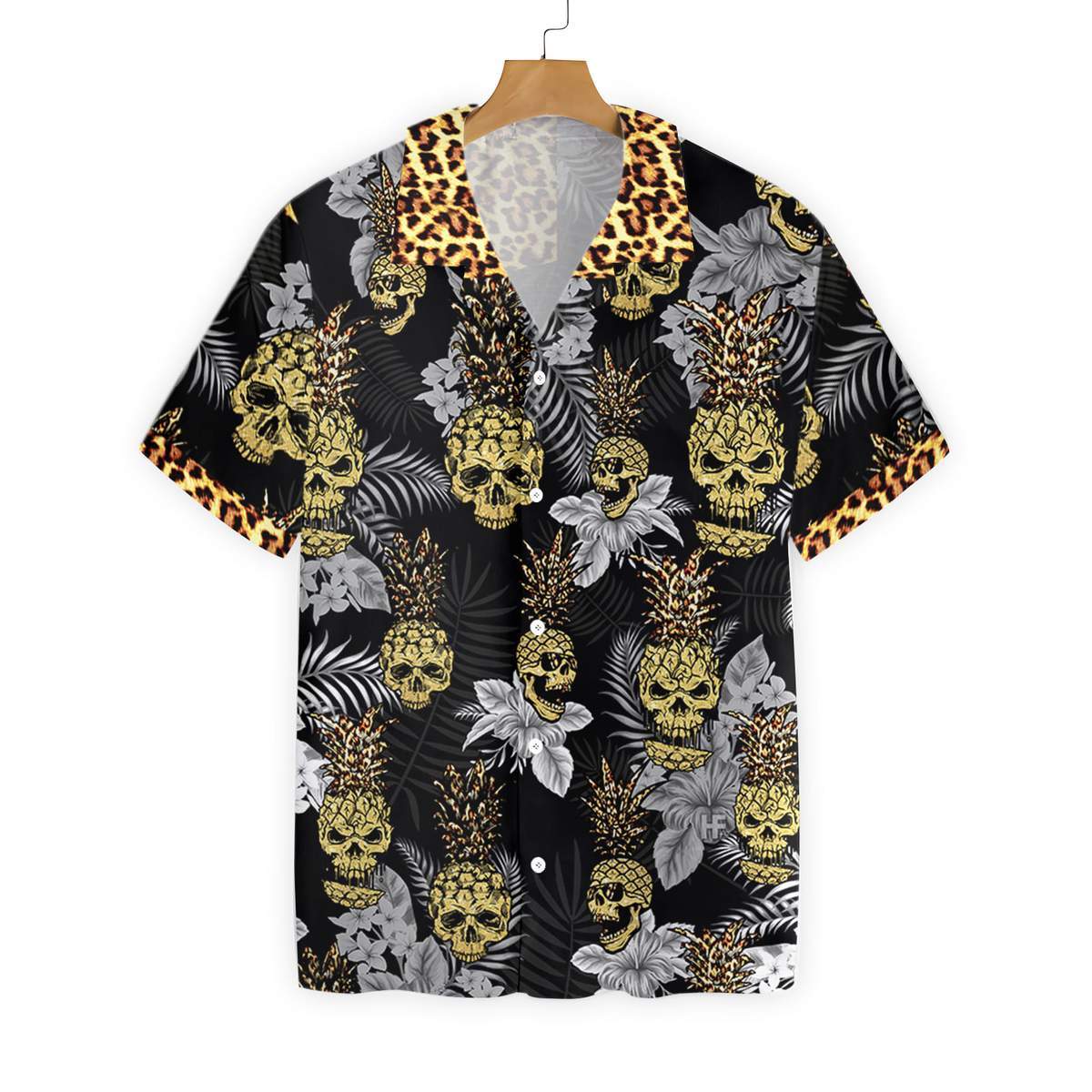 Pine Apple Skull Leopard Tropical Hawaiian Shirt Ha94946