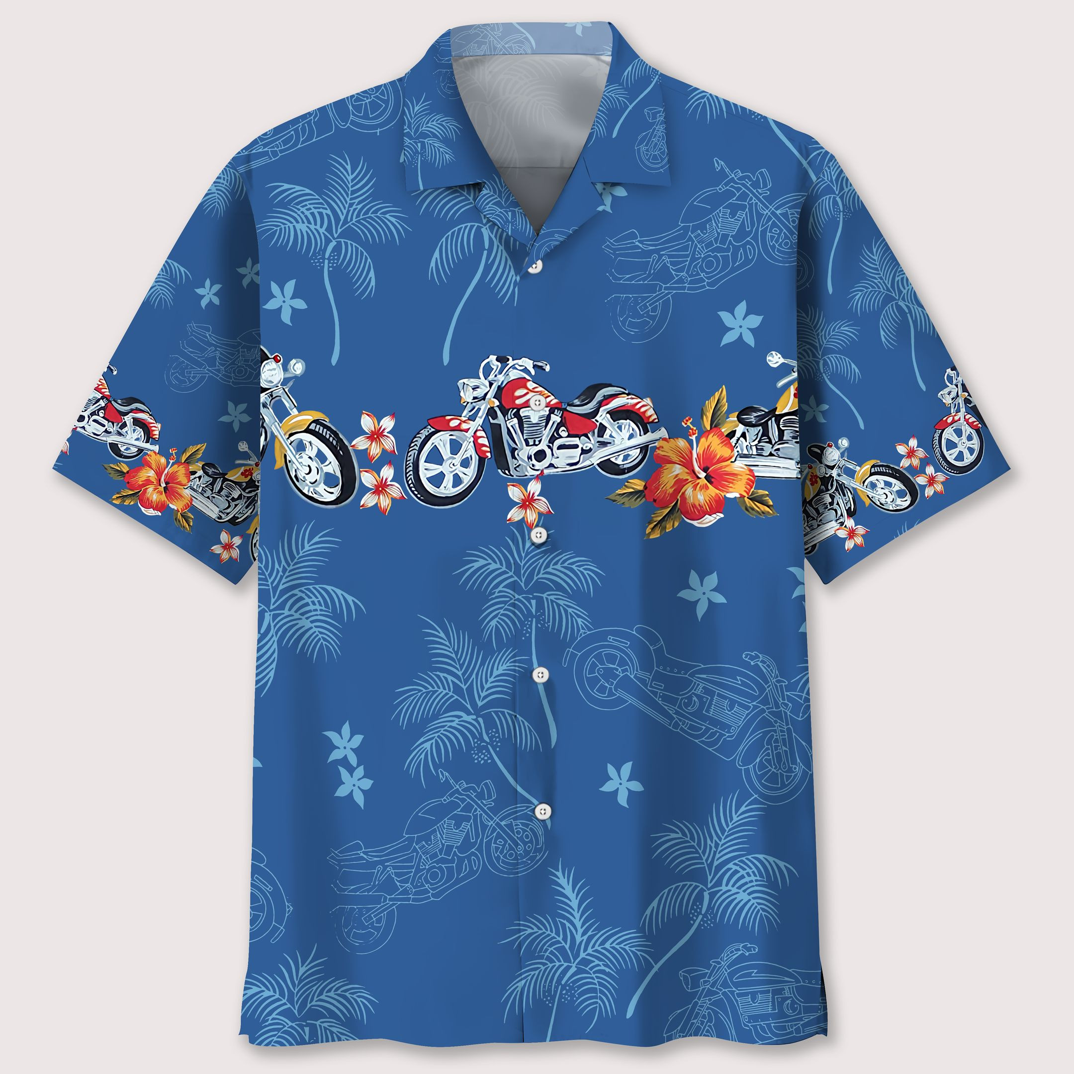 Motorcycle Flower Tropical Hawaiian Shirt Ha66199