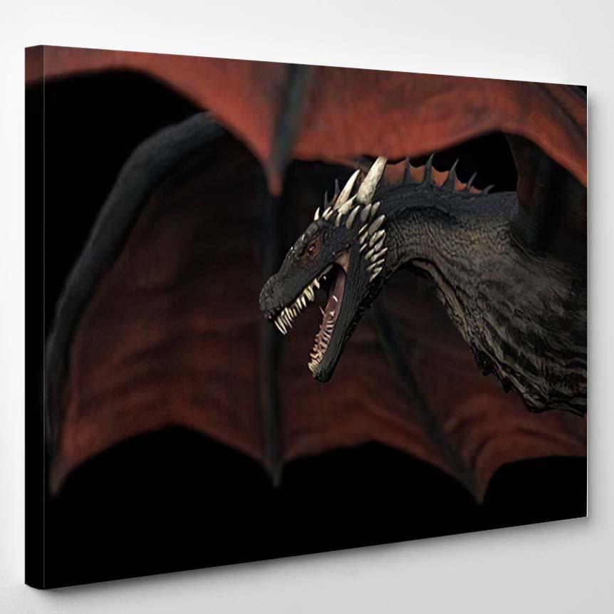 Scary Dragon Air Wings Wide Open – Dragon Animals Canvas Print