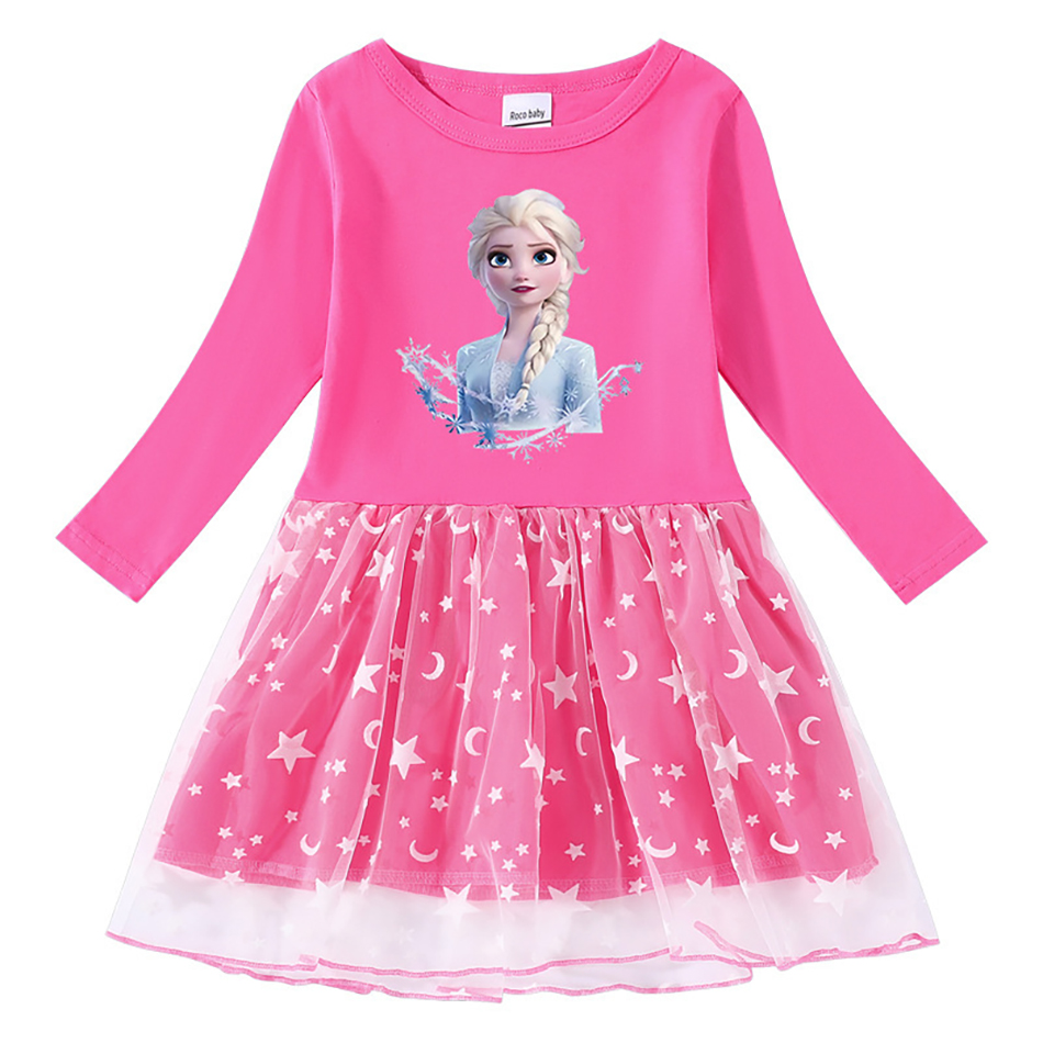 2021 New Frozen Elsa Dress Girls Autumn Dress Princess Cosplay Costume Dresses for Kids Christmas Birthday Fancy Party Vestidos alx