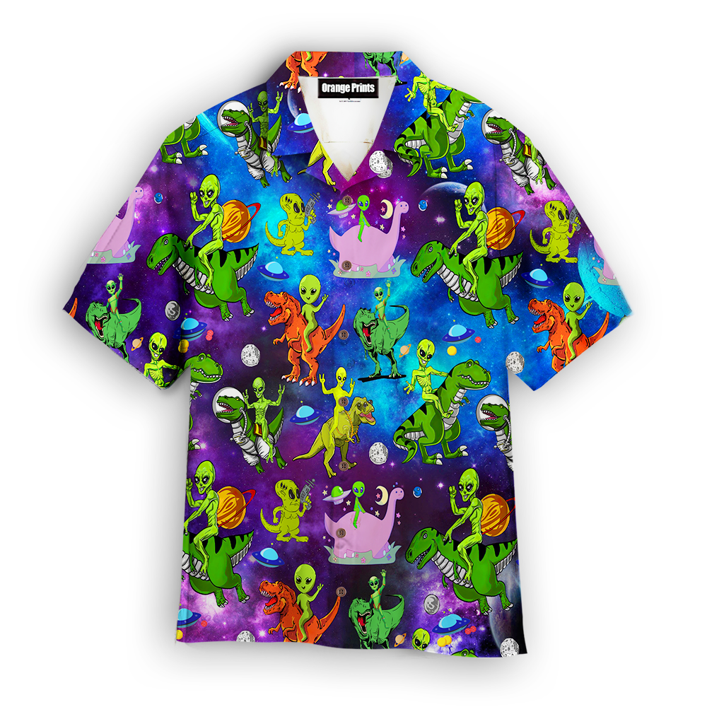 Alien Riding Dinosaur Hawaii Shirt For Men And Women Ha22154