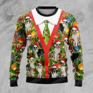 Australian Shepherd  Ugly Christmas Sweater, All Over Print Sweatshirt