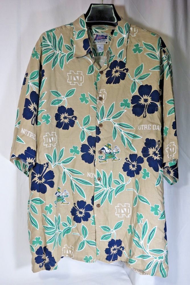 Notre Dame Fighting Irish Tropical Hibiscus Hawaiian Shirt