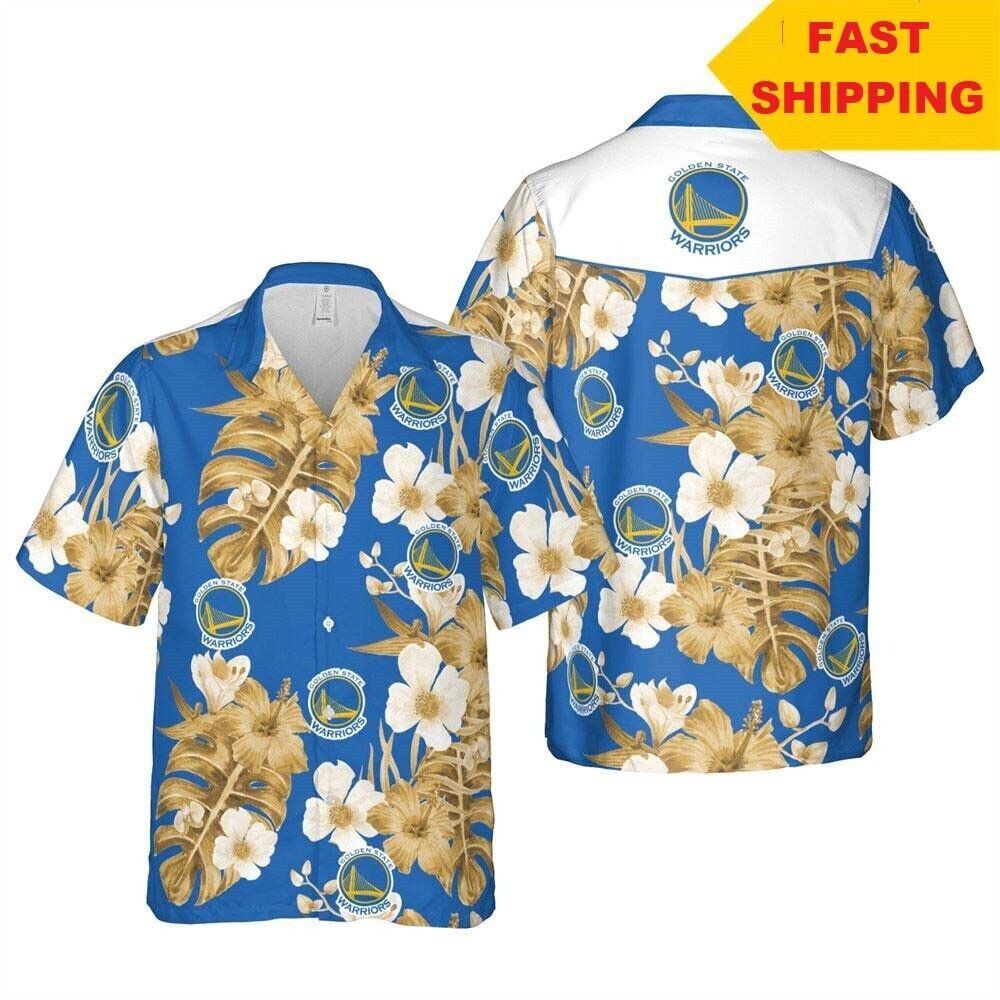 Nba Golden State Warriors Tropical Flowers Trendy Hawaiian Shirt V2 Aloha Shirt