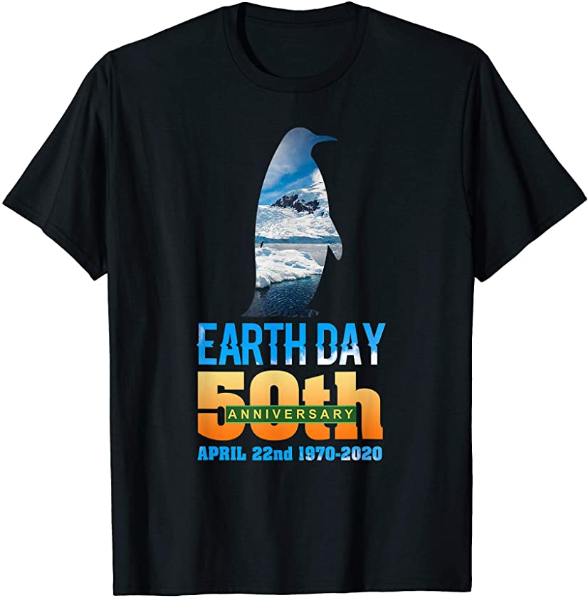 50th Anniversary Earth Day Gift Penguin Silhouette T-Shirt