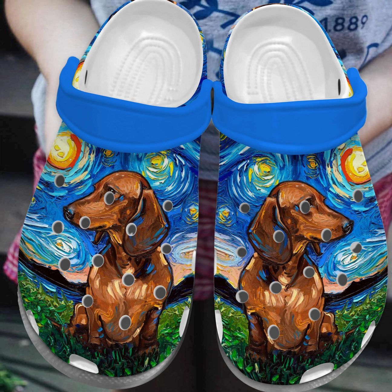 Dachshund Personalized Clog, Custom Name, Text, Color, Number Fashion Style For Women, Men, Kid, Print 3D Starry Dachshund