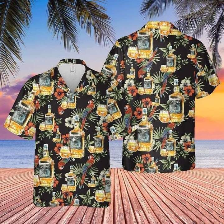 Wine Drinking Lover Black Tropical  Hawaiian Shirt Pre10698