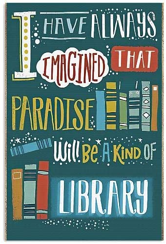 Vintage Librarian Paradise Will Be A Kind A Library Poster Art Print      Home Decor Gift For Family Friend On Birthday