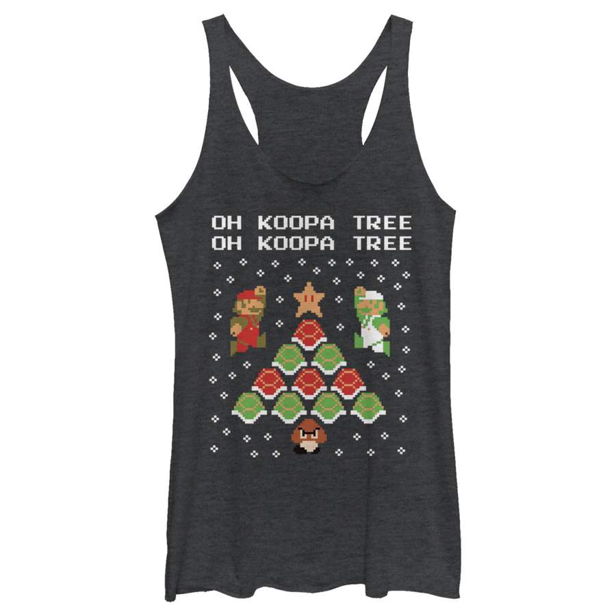 Nintendo Women’s Christmas Mario Bros. Koopa Tree  Racerback Tank