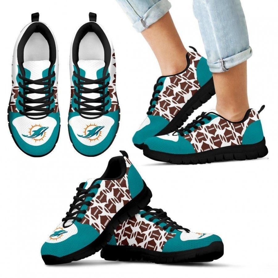 Great Football Love Frame Miami Dolphins Sneakers #249