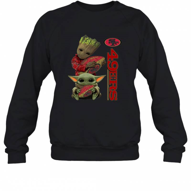 Baby Groot And Yoda Hug San Francisco 49ers Sweatshirt