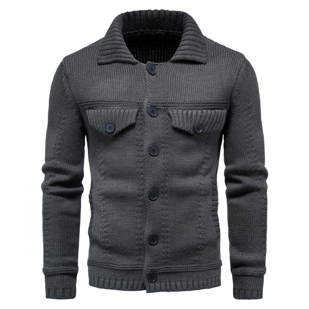 Winter Thick Men’s Knitted Sweater Jacket Long Sleeve Cardigan Wool Men’s Lapel Workwear Cardigan Outer Sweater alx