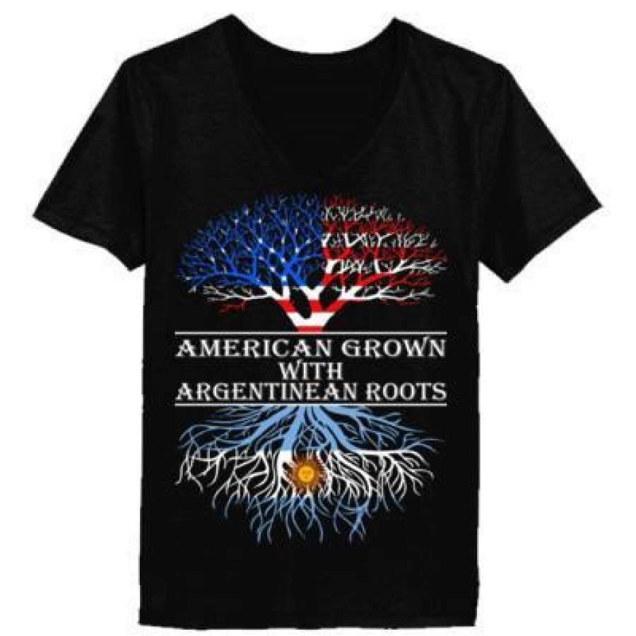 AGR American Grown With Argentinean Roots – Ladies’ V-Neck T-Shirt