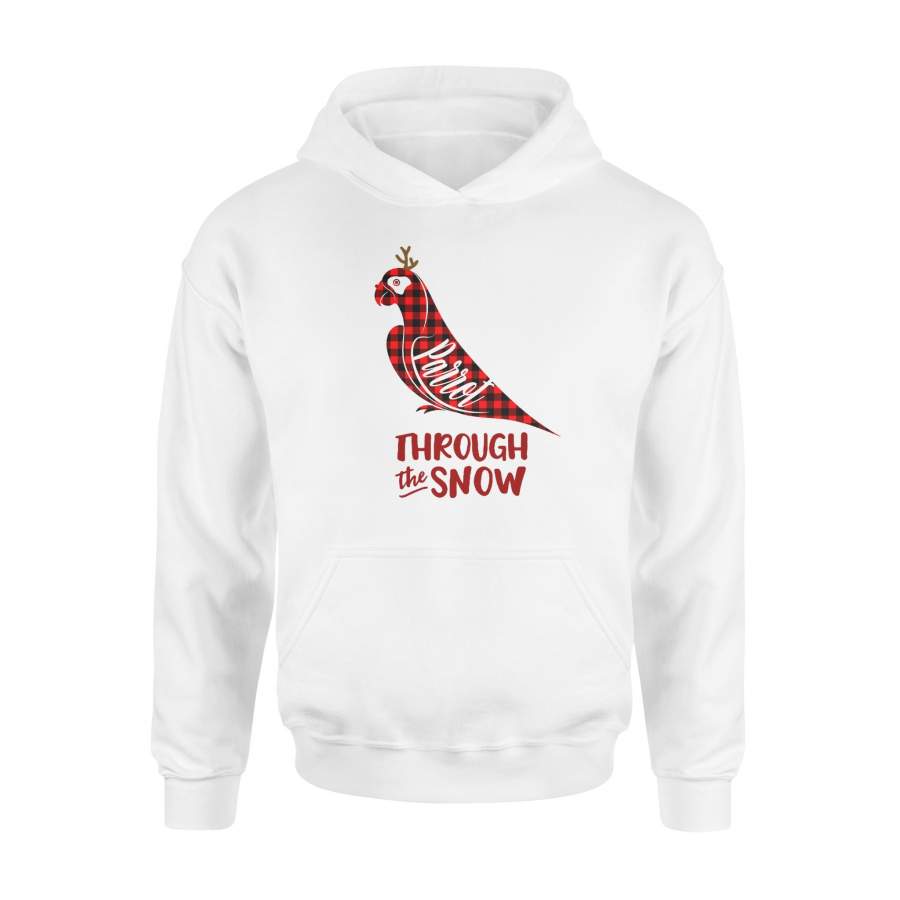 Through The Snow Christmas Parrot Red Plaid Hoodie