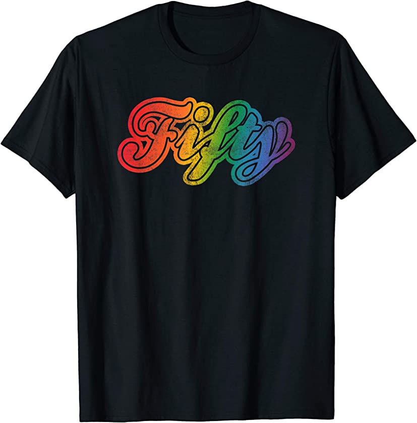 50th Birthday Rainbow Vintage 80’s Style Gay Pride Gift Idea T-Shirt