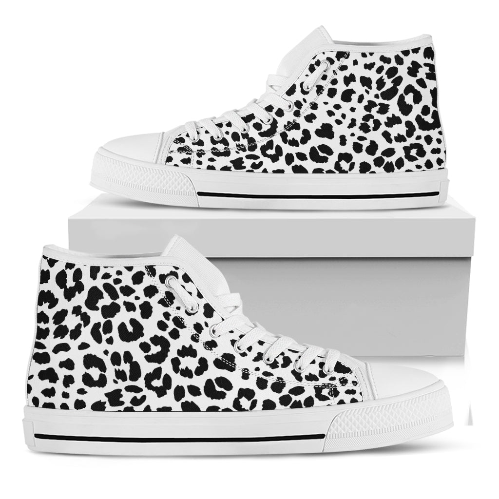 Black And White Jaguar Pattern Print White High Top Shoes