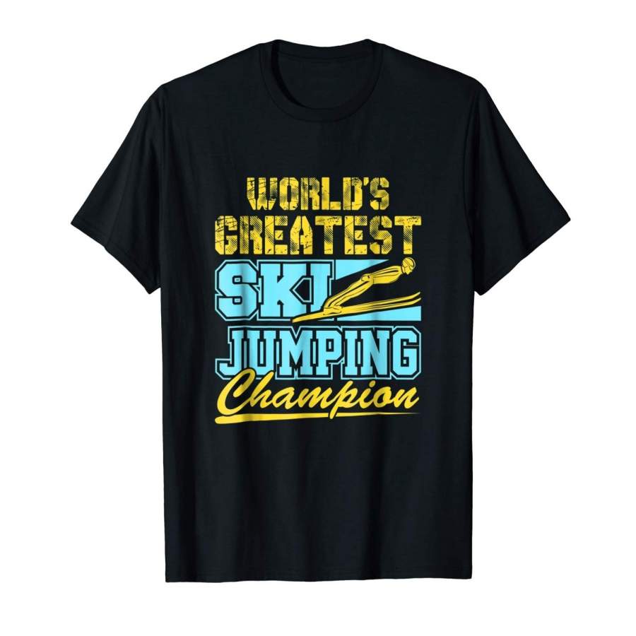 World’S Greatest Ski Jumping Champion Funny T Shirt Gift Men Cotton T-Shirt