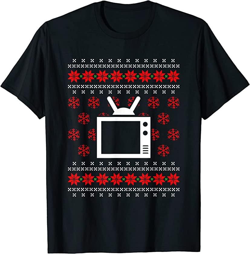 Ugly Christmas TV Television X-Mas Santa Claus New Year T-Shirt