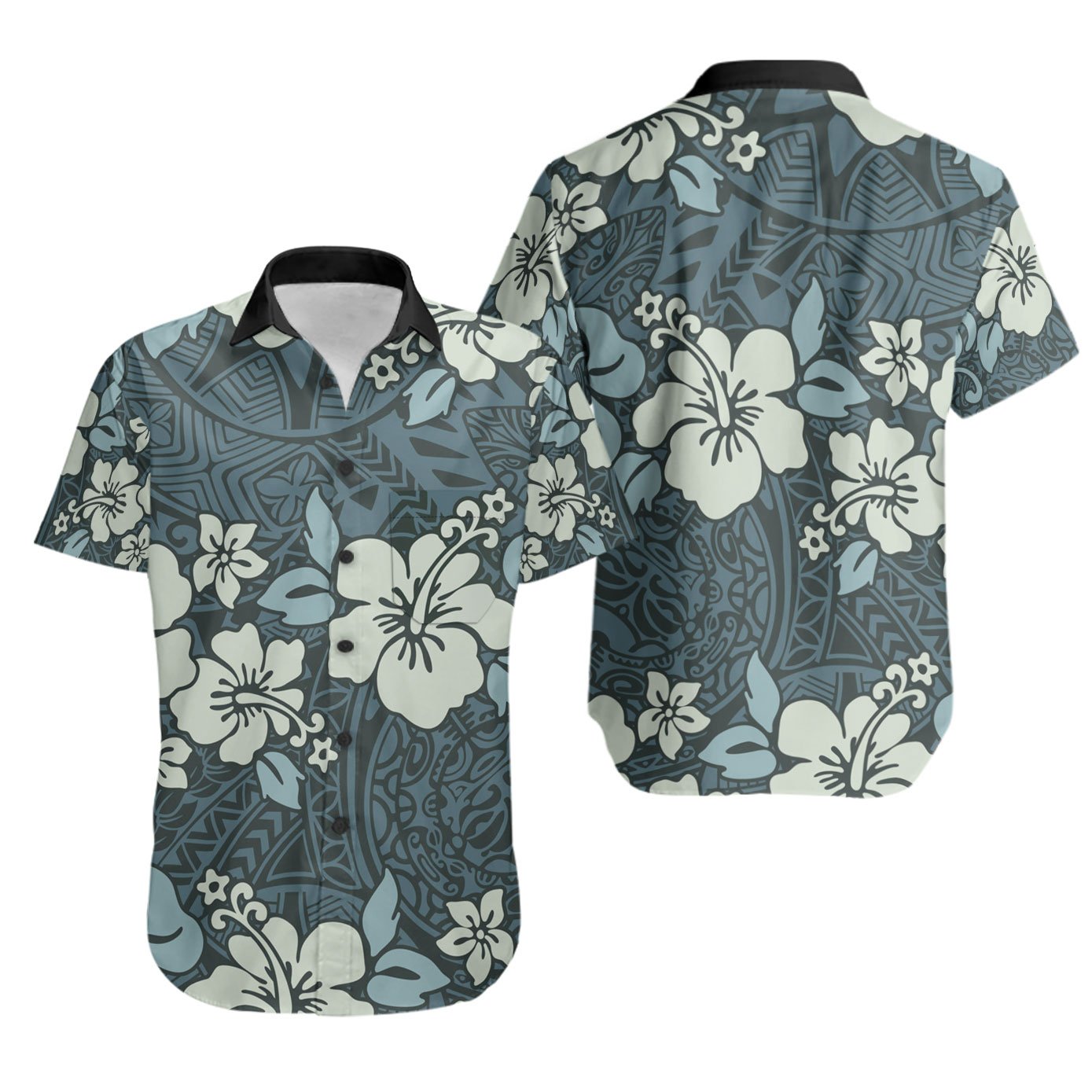 Polynesian Shirt – Abstract Hibiscus Flowers With Vintage Background – BN20