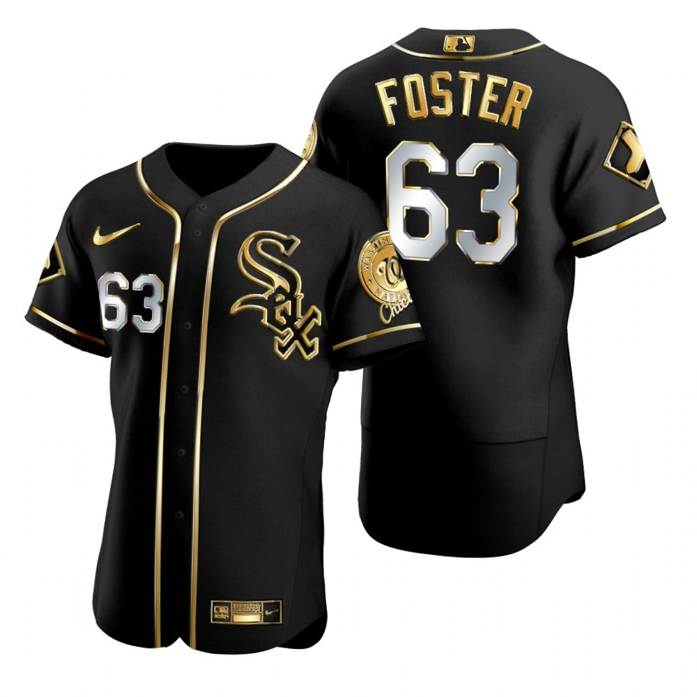 Chicago White Sox #63 Matt Foster MLB Golden Brandedition Black Jersey Gift For White Sox Fans