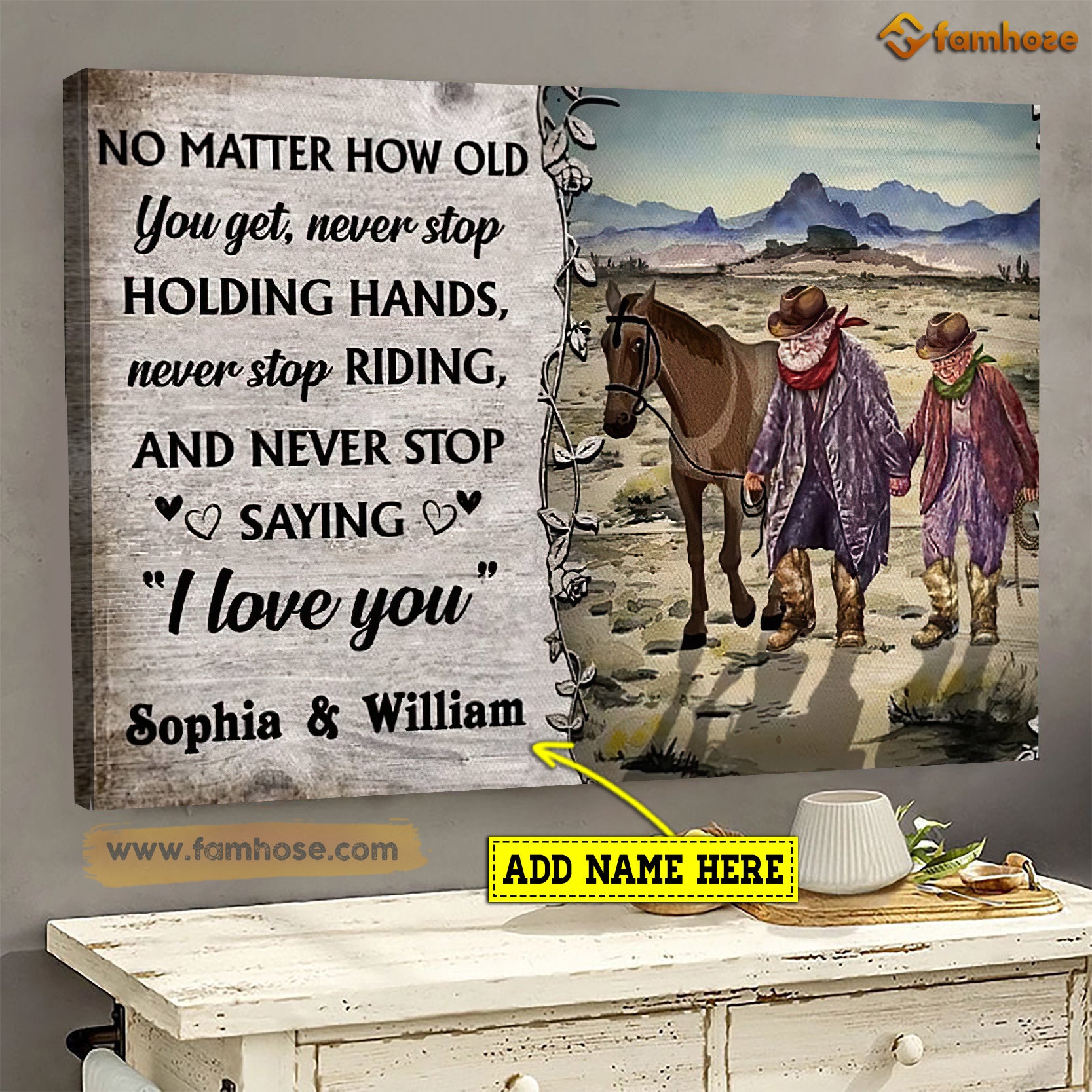 Valentine’S Day Personalized Cowboy Poster/Canvas, No Matter How Old You Get Never Stop, Rodeo Canvas Wall Art, Poster Gift For Rodeo Lovers