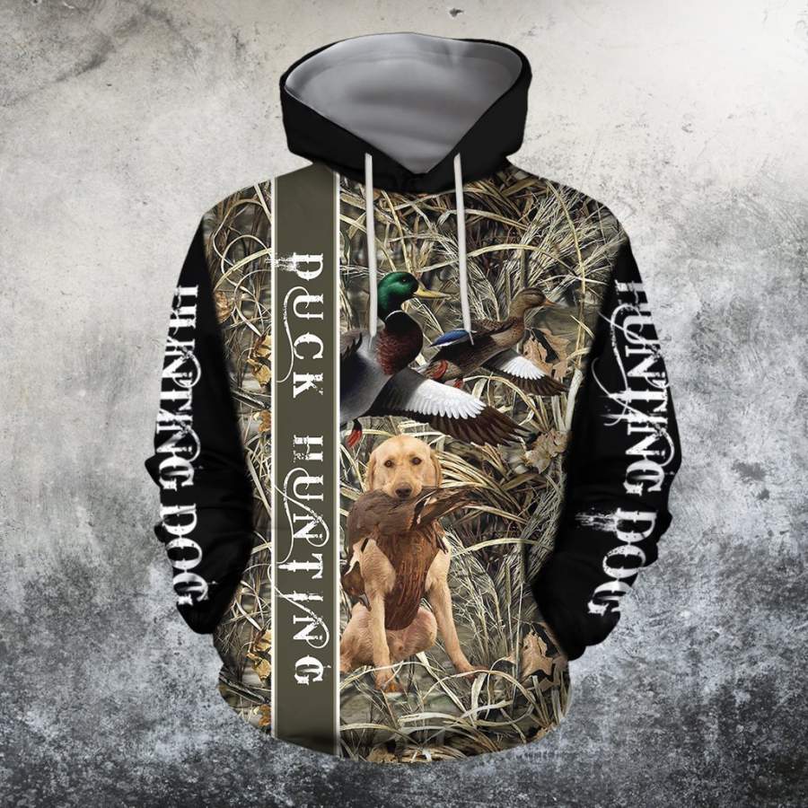 3D All Over Printed Duck Hunting Dog Hoodie