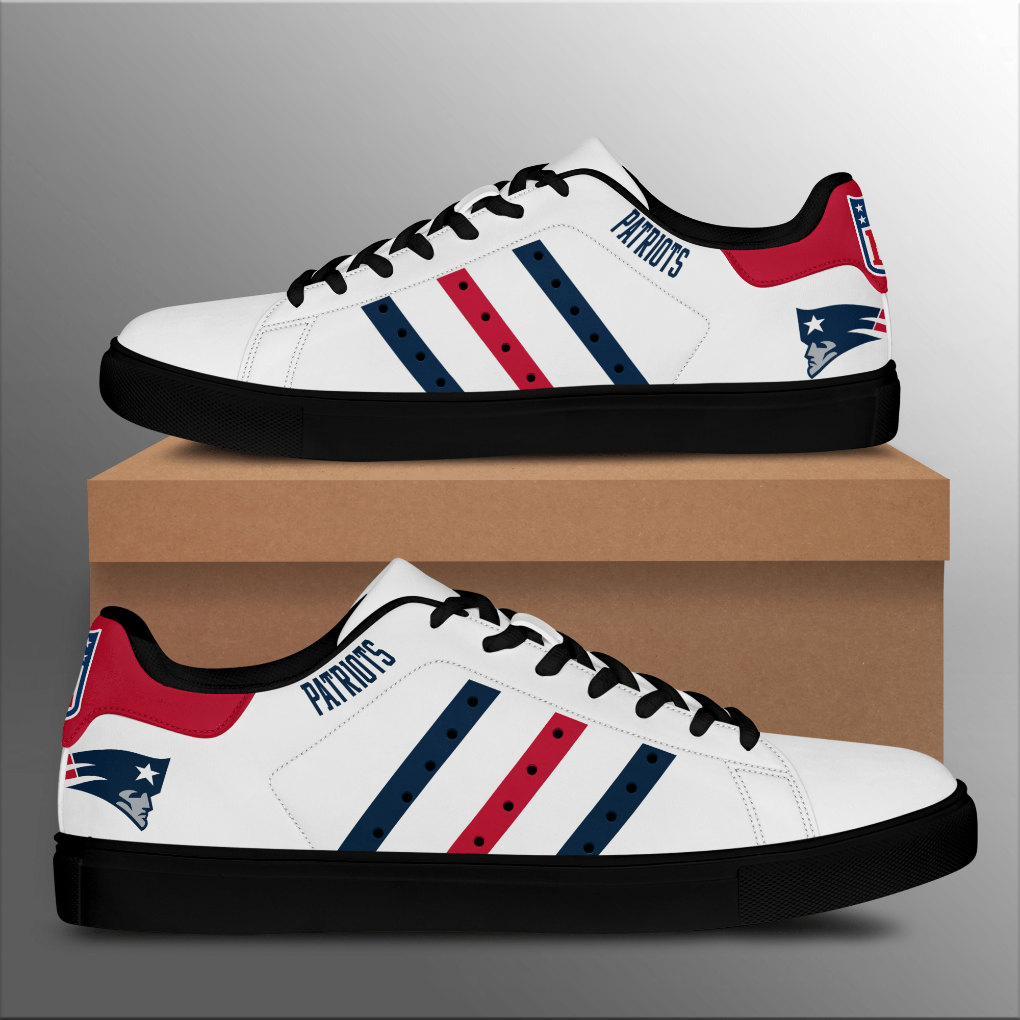 New England Patriots Leather Low Top Shoes