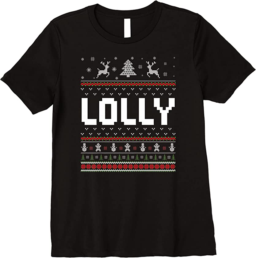 Womens Lolly Ugly Holiday Party Matching Ugly Christmas Sweater Premium T-Shirt