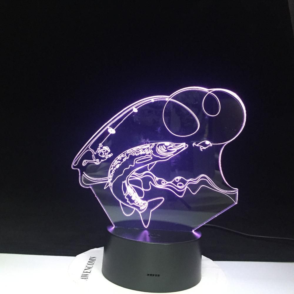 Animal Big Fish Catch Pattern 3D Illusion Night Light Led Light